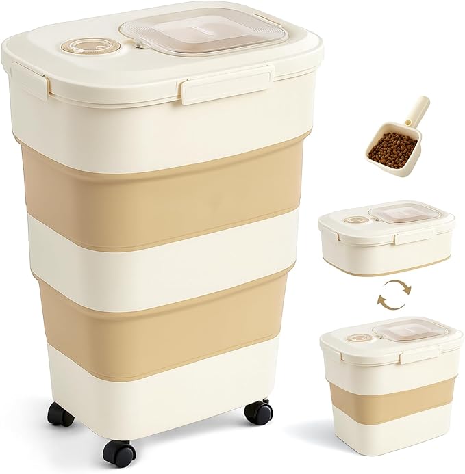 ZOMISIA 40-50lbs Dog Food Storage Container, Large Capacity Collapsible