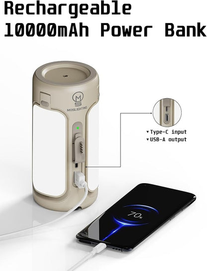 Folding Camping Lantern Rechargeable, 10000mAh Foldable LED Light for Tent Outdoor, IP54 Waterproof, 1500LM Camping Lights, Portable LED Flashlight, 5 Mode