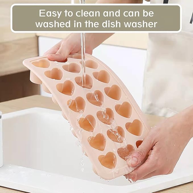 Heart Shape Ice Cube Tray, 21 Holes Silicone Ice Cube Mold