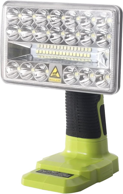 YEX-BUR Cordless LED Work Light for Ryobi 18v Battery, 18W 2000LM Power LED Spotlight Handheld Flashlight Portable Jobsite Light for Outdoor Camping, Emergency, Power Outages
