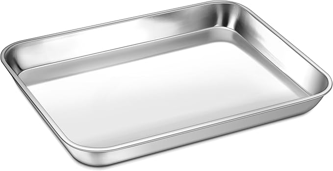 P&P CHEF 10.5 Inch Baking Cookie Sheet, Oven Pan Tray Stainless Steel Sheet Pan