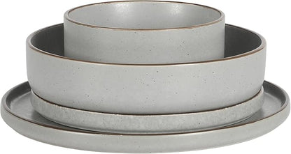 Gibson Elite Gelston Stoneware Matte Reactive Glaze 16 Piece (Service for 4) Plates and Bowl Dinnerware Set - Grey