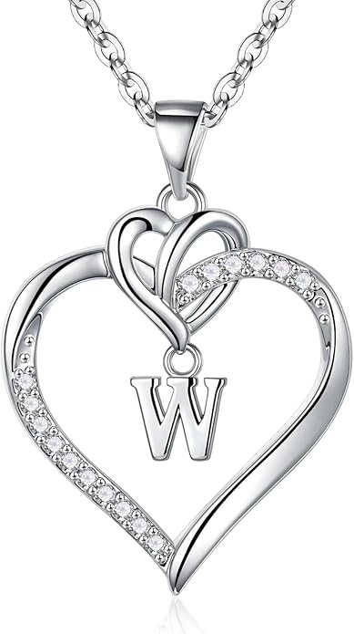 STORUP Heart Initial Necklaces for Women Girls, 14K Gold Plated Cubic Zirconia Heart Initial A-Z Pendant Necklace Dainty Heart Necklaces for Women Teen Girl Jewelry Birthday Gifts