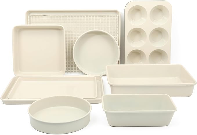 Martha Stewart Gallen 10 Piece Baking Pans Ceramic PFA Free Non Toxic Non Stick