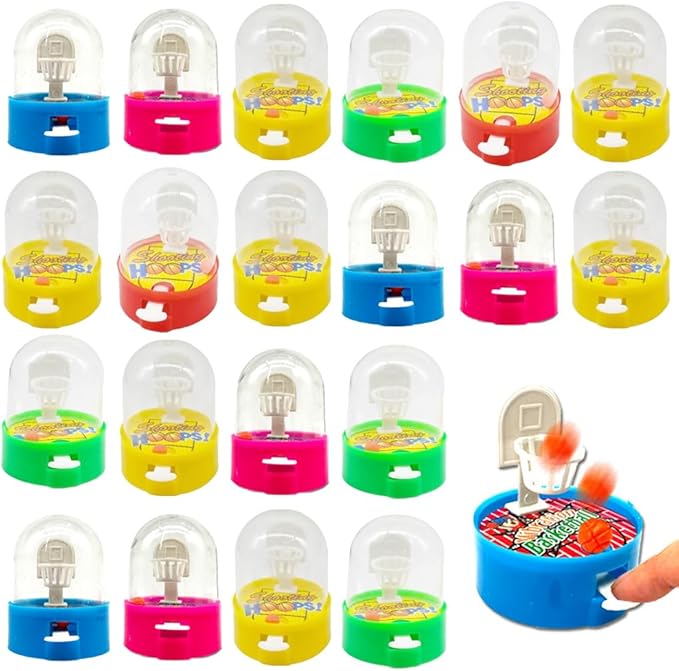 24 Pack Mini Finger Basketball Shooting Game, Basketball Party Supplies Favors Handheld Desktop Table Basketball Game Toys Fidget Game Birthday Party Decorations Supplies Random Color