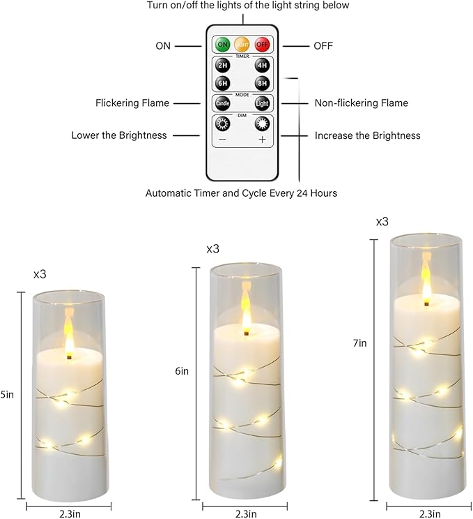 Flameless Candles with Embedded Star String, Suitable