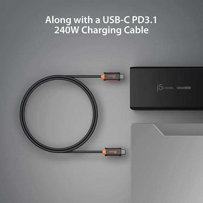 j5create 185W GaN USB-C/A 3-Port Laptop Super Charger w/Power Delivery 3.1