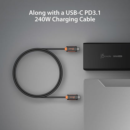 j5create 185W GaN USB-C/A 3-Port Laptop Super Charger w/Power Delivery 3.1
