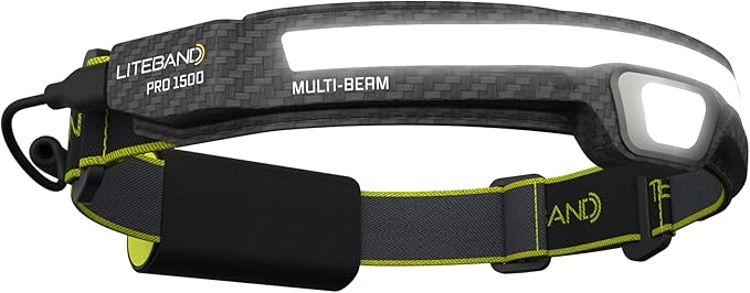 LED Headlamp, Liteband PRO 1500 Lumen Super Bright Head Lamp, Rechargeable Powerful Battery Powered Tactical Headlamps, Camping, Running, Hard Hat Light, Best Rated Forehead Flashlight, Carbon
