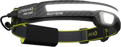 LED Headlamp, Liteband PRO 1500 Lumen Super Bright Head Lamp, Rechargeable Powerful Battery Powered Tactical Headlamps, Camping, Running, Hard Hat Light, Best Rated Forehead Flashlight, Carbon
