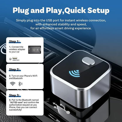 Upgraded Wireless CarPlay Adapter for Audi R8 2017-2024, Mini Wired to Wireless Box, Plug and Play, Compatible with Apple and Android