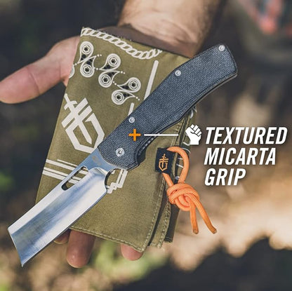 Gerber Gear Flatiron Folding Pocket Knife, EDC Stainless Steel Folding Knife with 3.6" Cleaver Blade and Pocket Clip