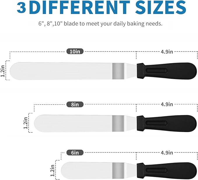 3 PCS Icing Spatulas, Offset Spatula, Stainless Steel Cake Decorating Spatulas