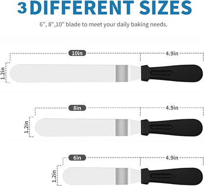 3 PCS Icing Spatulas, Offset Spatula, Stainless Steel Cake Decorating Spatulas