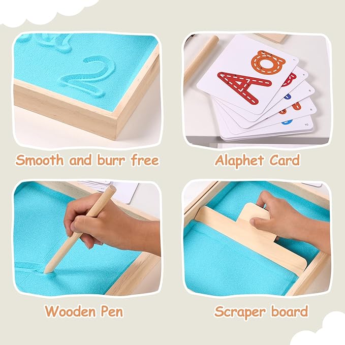 Montessori Sand Tray for Kids,Writing Play Sand Tray with Lid for Classroom Practice Writing Letters and Numbers