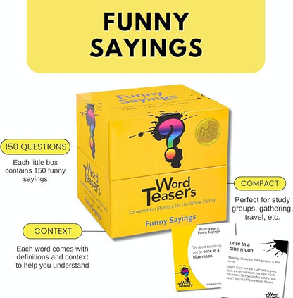 ? WORD TEASERS Funny Sayings Conversation Cards - Conversation Starters for Families - Funny Sayings Idioms Game - Funny Flash Cards & Literary Game for Kids & Adults Ages 8+ - 150 Questions