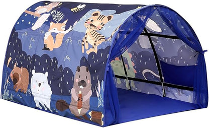 Kids Bed Tent Twin Beds -Zoos Wonder Play Tents Boys Girls Ventilated Indoor Play Tent Children Promotes Independent Play, Stimulates Imagination Set-Up Playhouse (Zoos)