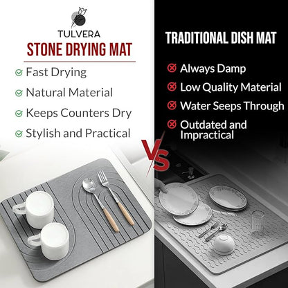Stone Dish Drying Mat for Kitchen Counter – Diatomaceous Earth Drying Mat |