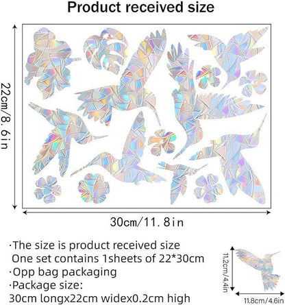 Bird Window Clings Static Cling Window Decals, 1PCS Flower Anti Collision Bird Deterrent Rainbow Stickers, Reusable, Rainbow Non-Adhesive Prismatic Decorative Home Decor