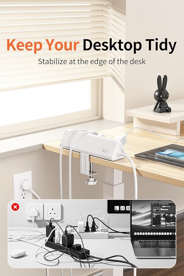 10 FT Desk Clamp Power Strip