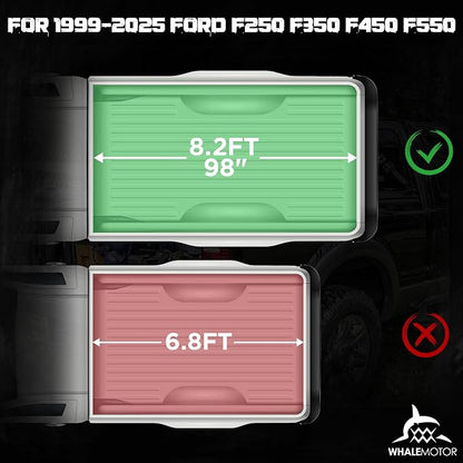 Truck Bed Tonneau Cover Compatible with Ford Super Duty 8.2 ft Long Box, 1999-2026 F250 F-250 F350 F-350, Soft Roll Up Style