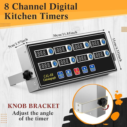Relaxweex 1 Pack Commercial 8 Channel Digital Kitchen Timer, Wall Mount or