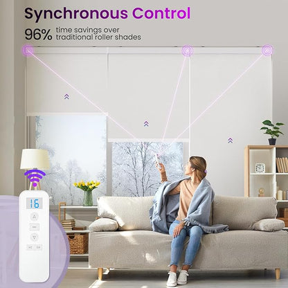 Astomi Motorized Smart Blinds for Windows, Automatic Roller Blackout Shades