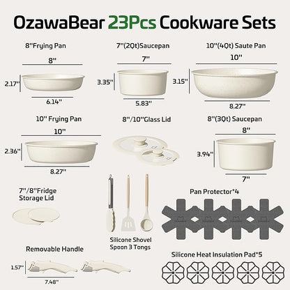 23 Pcs Pots and Pans Set Non Stick, Ceramic Cookware Set Non Toxic
