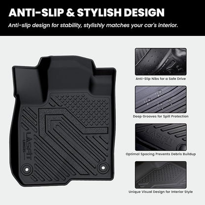 LASFIT Floor Mats & Trunk Mat for Honda Pilot 2016-2022 8 Passenger (No Elite Model), All Weather TPE Custom Fit Floor Liner Accessories, 1st & 2nd & 3rd Row & Cargo Liner with Backrest Mat, Black