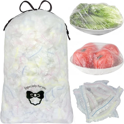 500pcs Plastic Bowl Covers Food Cover, Food Fresh Keeping Bags Elastic Reusable