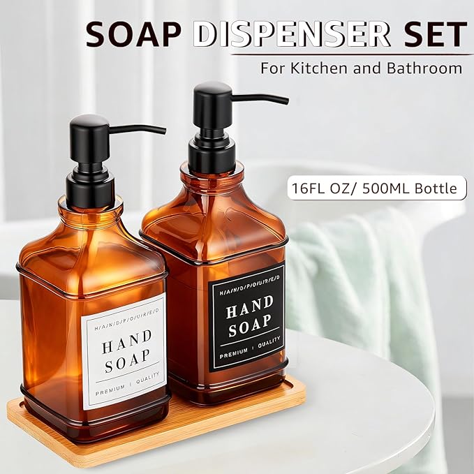 Amber Glass Soap Dispenser
