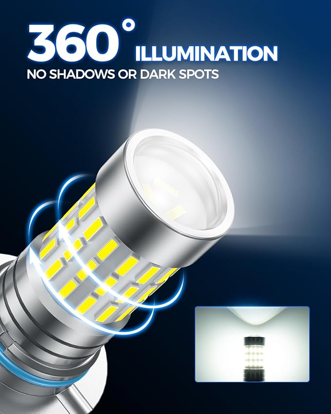 Marsauto 9145 H10 LED Fog Light Bulbs, 10,000 lumens 6000K Cool White, 48 Chips DRL Bulb, H10 Led Fog Lights 1:1 Mini Size 9140 9040 9045 Led Fog Lights, 360° Illumination, Side Marker Lights