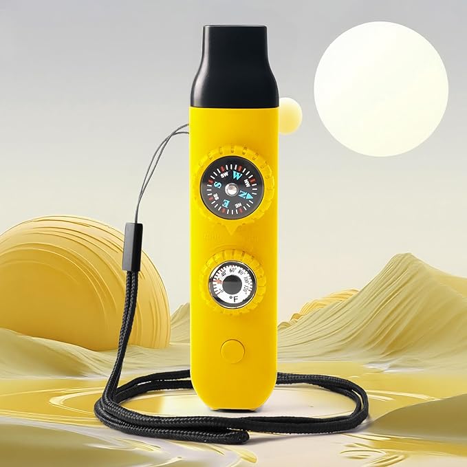 Multifunctional Survival Emergency Whistle for Kids with Compass Hiking Survival, Thermometer & Neck Lanyard | Emergency Safety Gear for Hiking, Camping, Kayaking, Boating, Climbing