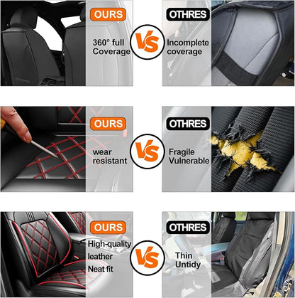 Tahoe Car Seat Covers Fit for Chevrolet/Chevy Tahoe 2011-2026, Full Coverage Leather Waterproof Breathable Seat Covers, Automotive Seat Protectors, Airbag Compatible, (Full Set Seats Red Black)