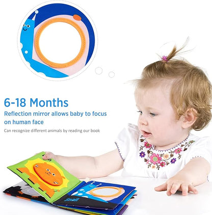 beiens Soft Baby Books, High Contrast Black and White Books NonToxic Fabric Touch and Feel Crinkle Cloth Books Early Educational Stimulation Toys for Infants Toddlers, Baby Girl & Baby Boy Gift Animal