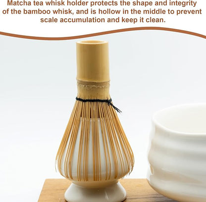 HARFINGTON Ceramic Chasen Stand 70mm Matcha Whisk Holder Teas Set Whisks Stand Traditional Matcha Tea Chasen Holder Tea Set Accessories for Tea Tasting, Ice Gray