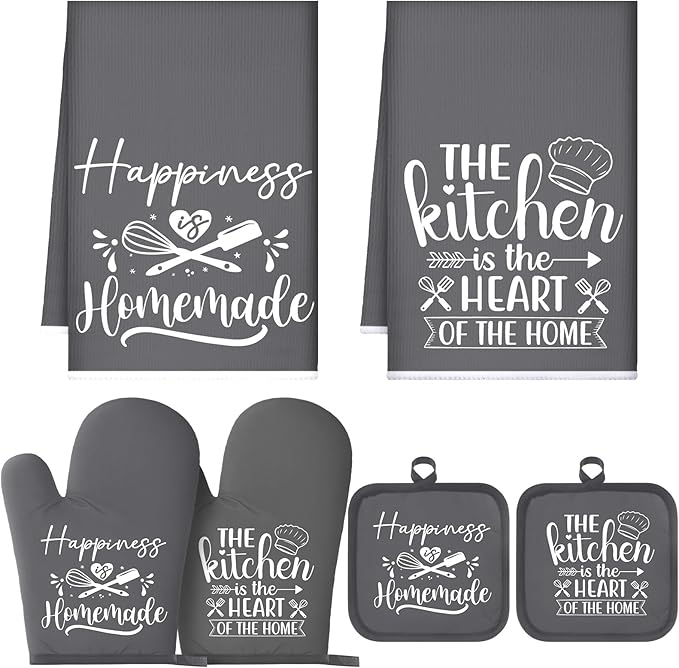 Sratte 6 Pcs Kitchen Decor Accessories Set Farmhouse Towels Pot Holders Oven