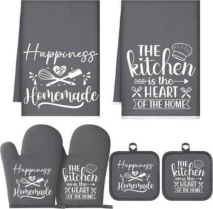 Sratte 6 Pcs Kitchen Decor Accessories Set Farmhouse Towels Pot Holders Oven