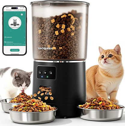 Automatic Cat Feeder for 3 Cats, 6L/25 Cup Cat Food Dispenser