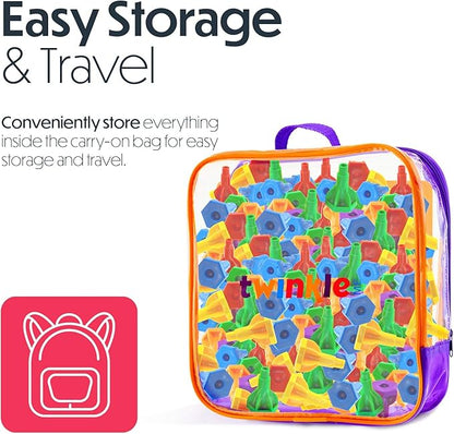 Pegs Board Game Set Jumbo Pack | 48 Pegs + 2 Boards & Storage Bag W/Handle Easy to Carry. for Motor Skills Sorting Counting Color Recognition Occupational Therapy Toddler and Preschool by Twinkle me