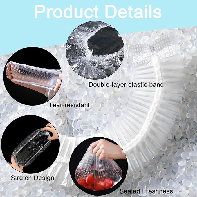 500pcs Plastic Bowl Covers Elastic Reusable Food Covers Outdoor Thickend