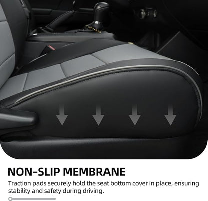 Lolcar Tacoma Car Seat Covers Custom for Select Toyota Tacoma (Only for Hybrid) 2024 2025 2026 Double cab TRD Sport,TRD Off-Road,Limited,Trailhunter -Full Set,Leather(Black/Gray)