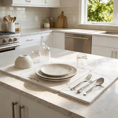 Large Stone Drying Mat for Kitchen Counter, Water-Absorbent Marble Diatomaceous
