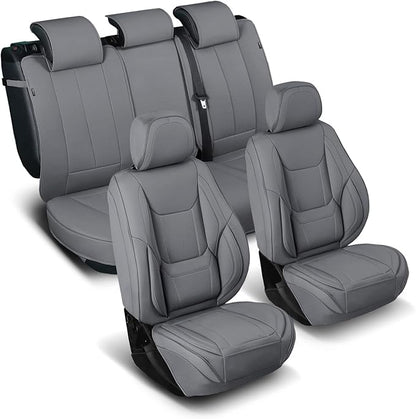 Coverland Custom SUV Car Seat Covers Full Set for [2006-2026 Audi Q7] - Protector Car Seat Cover Water Resistant Leather Memory Form Back Support Seat Cushion [Full Set-Dark Gray]