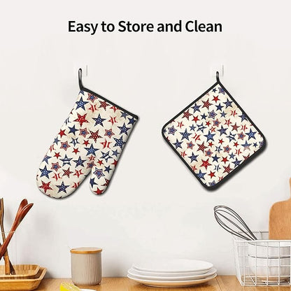Patriotic Stars Oven Mitts