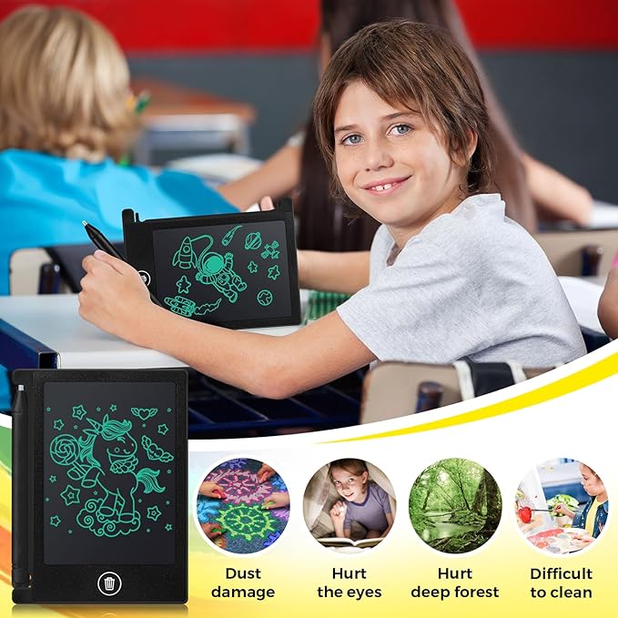 24 Pieces LCD Writing Tablet Bulk Kids Mini Drawing Pad 4.5 Inch Electronic Doodle Board Kids Party Favor Classroom Gift(Black Frame)