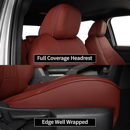 EKR Custom Fit Tacoma Front Car Seat Covers for Toyota Tacoma (Petrol & Hybrid) 2024 2025 2026 Double cab SR/SR5/TRD Sport/TRD Off-Road/Limited - Front Row Only,Faux Leather(Burgundy)