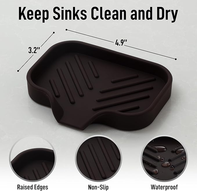 Zulay Kitchen Small Silicone Sponge Holder – Space-Saving Sink Organizer Tray