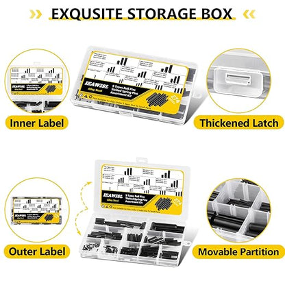 274 Pcs Roll Pin Set, Slotted Metric Roll Pins 65Mn Steel
