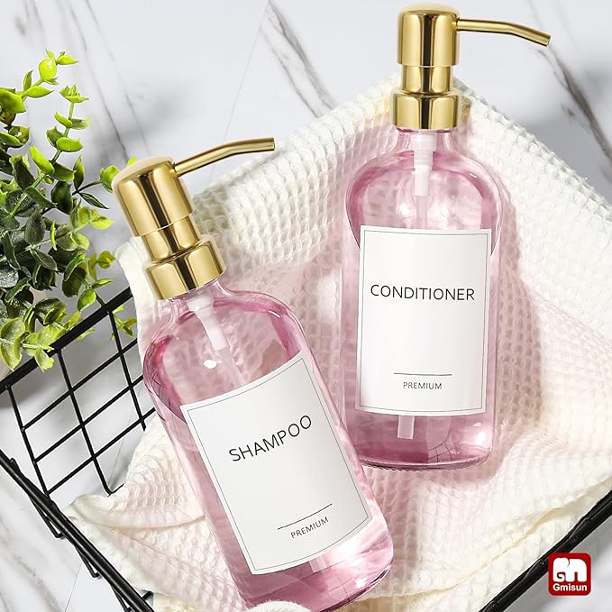 GMISUN Pink Soap Dispenser Bathroom, 2 Pack Kitchen Hand and Dish Soap